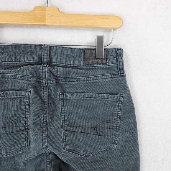 American Eagle Pants Womens 0 Gray Corduroy Super Hi Rise Flare Button Fly - Picture 8 of 12